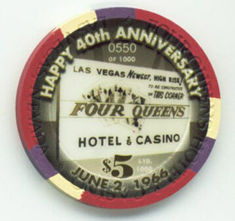 Four Queens 40th Anniversary $5 Casino Chip