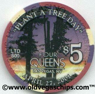 Las Vegas Four Queens Arbor Day 2001 $5 Casino Chip