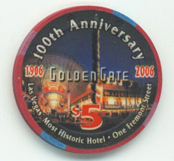 Golden Gate Casino 100th Anniversary $5 Casino Chip