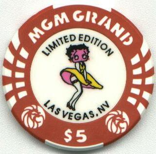Las Vegas MGM Grand Betty Boop $5 Casino Chips