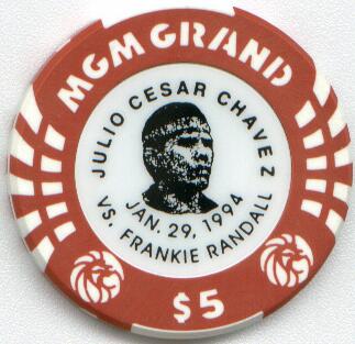 Las Vegas MGM Grand Julio Cesar Chavez $5 Casino Chips