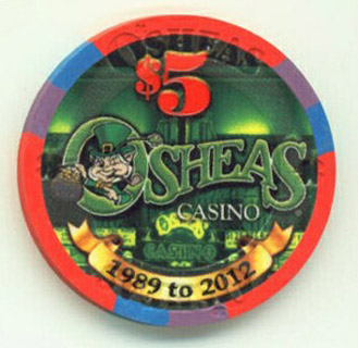 O'Sheas Celebrating 23 Years 1989-2012 $5 Casino Chip
