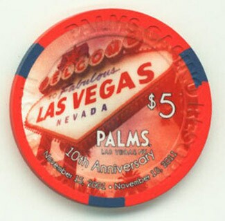 Palms Hotel 10th Anniversary 2011 $5 Casino Chip