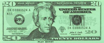 Play Money $20 Bills