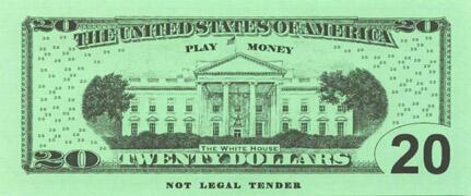 Play Money $20 Bills Back
