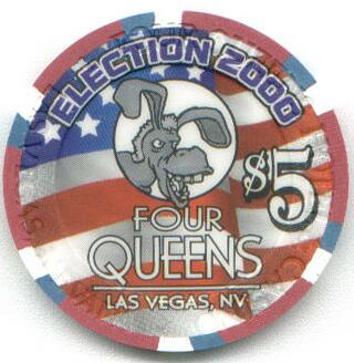 Four Queens Election 2000 Democrat $5 Casino Chip