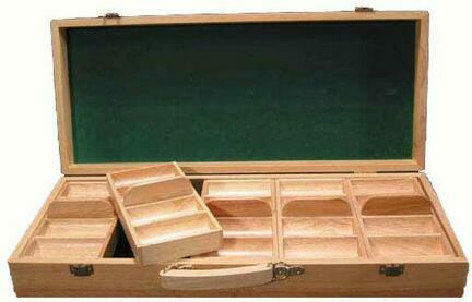 Oak Wood 500 Poker Chip Case