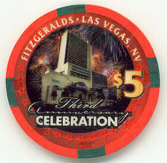 Las Vegas Fitzgeralds 3rd Anniversary 2005 $5 Casino Chip