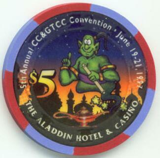 Las Vegas Aladdin CC & GTCC Fifth Convention 1997 $5 Casino Chip