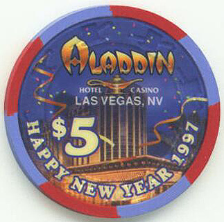 Las Vegas Aladdin Kenny Rogers Happy New Year 1997 $5 Casino Chip