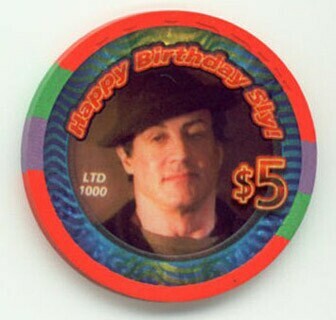Aladdin Happy Birthday Sly Stallone $5 Casino Chip