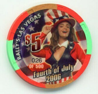 Las Vegas Bally's Hotel 4th of July 2006 $5 Casino Chip