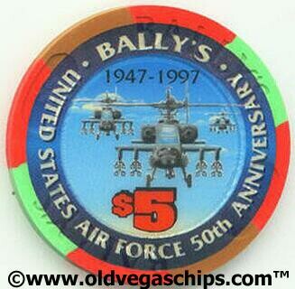 Bally's Air Force 50th Anniversary $5 Casino Chip