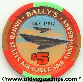 Bally's Air Force 50th Anniversary $5 Casino Chip