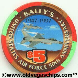 Bally's Air Force 50th Anniversary $5 Casino Chip