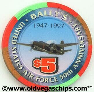 Bally's Air Force 50th Anniversary $5 Casino Chip