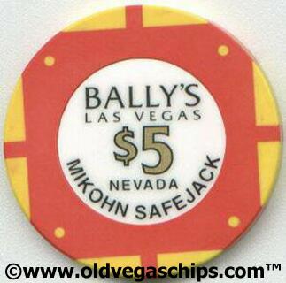 Las Vegas Bally's Mikohn Safejack $5 Casino Chip