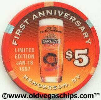 Barley's Casino First Anniversary $5 Casino Chip