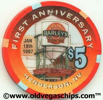 Barley's Casino First Anniversary $5 Casino Chip