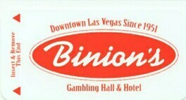 Las Vegas Binion's Hotel Room Key