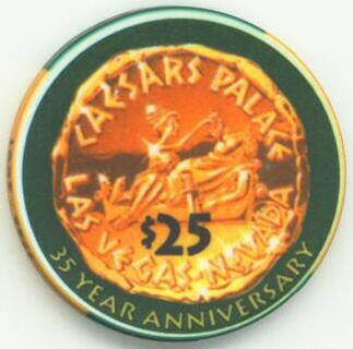 Las Vegas Caesars Palace 35th Anniversary $25 Casino Chip