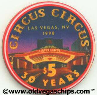 Circus Circus 30th Anniversary $5 Casino Chip