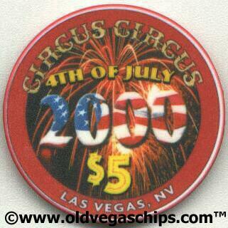 Las Vegas Circus Circus 4th of July 2000 $5 Casino Chip