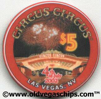 Las Vegas Circus Circus 4th of July 2002 $5 Poker Chips