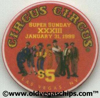 Las Vegas Circus Circus Superbowl XXXIII $5 Casino Chip