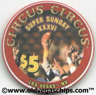 Las Vegas Circus Circus Superbowl XXXVI $5 Poker Chip