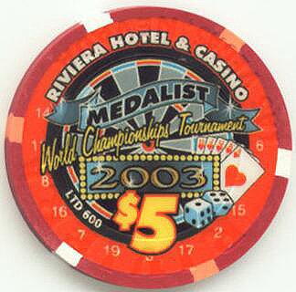 Riviera Medalist Dart Tournament 2003 $5 Casino Chip 