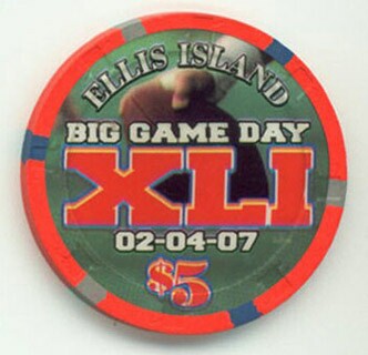 Ellis Island Superbowl XLI 2007 $5 Casino Chip