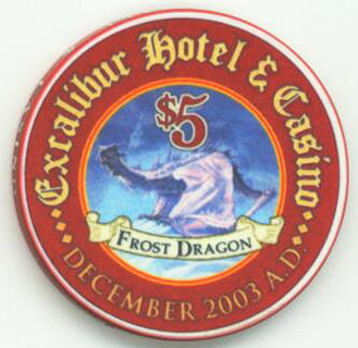 Excalibur Frost Dragon December 2003 $5 Casino Chip