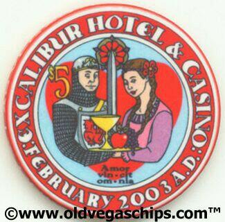 Excalibur February Valentine's Day 2003 $5 Chip