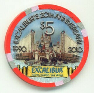 Excalibur Hotel 20th Anniversary Hotel $5 Casino Chip