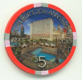 Excalibur Hotel 20th Anniversary Pool $5 Casino Chip
