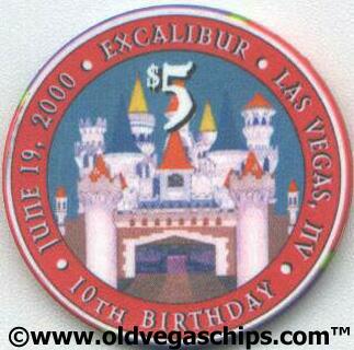 Excalibur 10th Anniversary $5 Casino Chip
