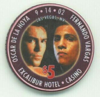 Las Vegas Excalibur Oscar De La Hoya VS. Fernando Vargas $5 Casino Chip