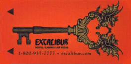Las Vegas Excalibur Hotel Room Key