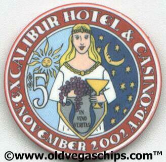 Excalibur Princess November 2002 $5 Casino Chip