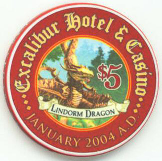 Excalibur Lindorm Dragon 2004 $5 Casino Chip