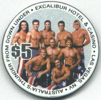 Las Vegas Excalibur Thunder From Down Under $5 Casino Chip