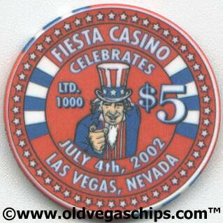 Fiesta Casino 4th of July 2002 $5 Casino Chip