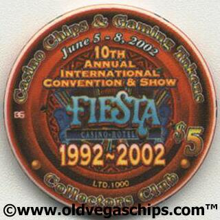 Fiesta Casino 10th CC&GTCC Convention $5 Casino Poker Chip