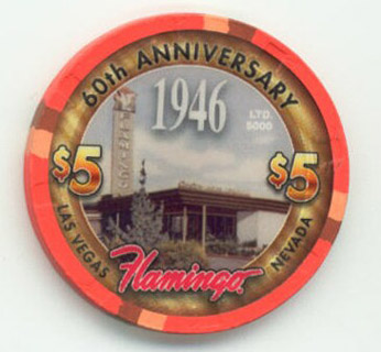Flamingo Hotel 60th Anniversary 2006 $5 Casino Chip