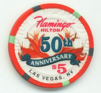 Flamingo Hilton 50th Anniversary Bugsy Siegel $5 Casino Chip