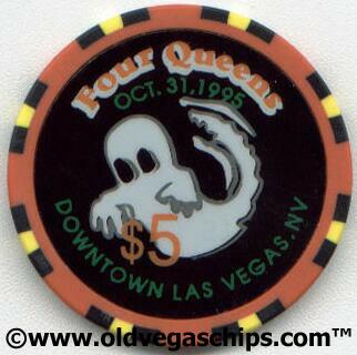 Four Queens Halloween 1995 Ghost $5 Casino Chip