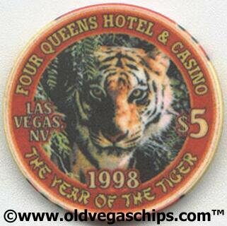 Las Vegas Four Queens Year of the Tiger 1998 $5 Casino Chip