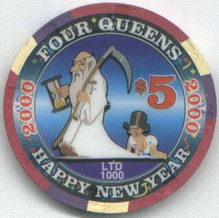 Las Vegas Four Queens Happy New Year 2000 $5 Casino Chip