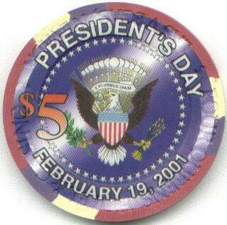 Four Queens President's Day 2001 $5 Casino Poker Chip